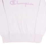 CHAMPION REVERSE WEAVE Womens White Lilac Crew Neck M Signature Logo Sweatshirt