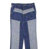 Womens Patchwork Blue Denim Regular Fit Straight Leg Jeans Cotton Blend W30 L30