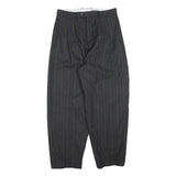 BUSINESSMAN Mens Regular Fit Grey Striped Straight Leg Trousers W32 L28