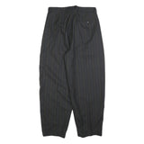 BUSINESSMAN Mens Regular Fit Grey Striped Straight Leg Trousers W32 L28