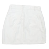 Womens White Mini Cotton Blend Button Skirt XS Casual Denim Style Summer