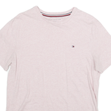 TOMMY HILFIGER Mens Pink Plain T-Shirt M Short Sleeve Crew Neck Cotton Blend