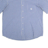 CHAPS Mens Blue & White Check Shirt XL Casual Cotton Short Sleeve Button