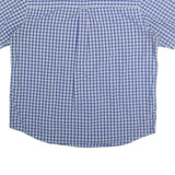 CHAPS Mens Blue & White Check Shirt XL Casual Cotton Short Sleeve Button