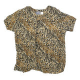 MPH Womens Beige & Black Printed Top Short Sleeve Round Neck XL Animal Print