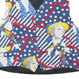 BEST COLLECTION Mens Blue & White Polka Dot Stripe Retro Button Jacket L