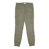 PIER ONE Mens Cotton Blend Green Regular Cargo Jogger Trousers W30 L32 Pocketed