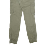 PIER ONE Mens Cotton Blend Green Regular Cargo Jogger Trousers W30 L32 Pocketed