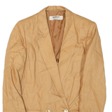 Womens Beige Synthetic Jacket M Button Closure Classic Fit Plain Stylish Smart