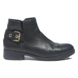 TOMMY HILFIGER Womens Black Leather Ankle Boots UK 4 Buckle Detail Stylish