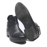 TOMMY HILFIGER Womens Black Leather Ankle Boots UK 4 Buckle Detail Stylish