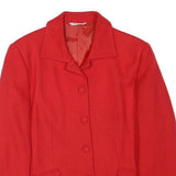 Womens Red Wool Button Jacket M Tailored Plain Stylish Smart Workwear