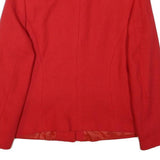 Womens Red Wool Button Jacket M Tailored Plain Stylish Smart Workwear