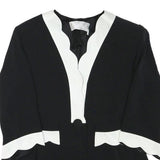 WOMENSTYL Womens Black & White Jacket M Polyester Blend Button Scalloped Trim