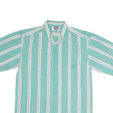 FYI Mens Green & White Striped Casual Shirt L Cotton Button Pocket