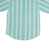 FYI Mens Green & White Striped Casual Shirt L Cotton Button Pocket