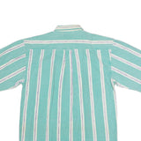 FYI Mens Green & White Striped Casual Shirt L Cotton Button Pocket