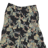 MAGGIE LAWRENCE Womens Black Floral Cotton Blend Midi Skater Skirt L Elegant