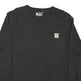 CARHARTT Mens Black Pocket T-Shirt Long Sleeve Crew Neck S Workwear Casual