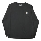 CARHARTT Mens Black Pocket T-Shirt Long Sleeve Crew Neck S Workwear Casual