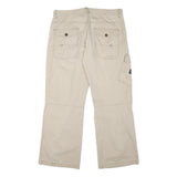 CORONEL TAPIOCA Mens Cotton Blend Beige Relaxed Wide-Leg Trousers W36 L30 Casual