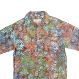 ISLAND REPUBLIC Mens Green & Brown Leaf Print Shirt S Cotton Short Sleeve Casual