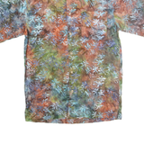 ISLAND REPUBLIC Mens Green & Brown Leaf Print Shirt S Cotton Short Sleeve Casual