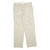 DICKIES Mens Cotton Blend Beige Regular Fit Straight Leg Trousers W33 L30