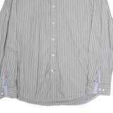 TOMMY HILFIGER Mens Grey & White Striped Shirt L Classic Fit Button Down Cotton