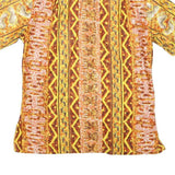 BAREFOOT HALLOWEEN Mens Yellow Halloween Themed Shirt XS Cotton Blend Casual