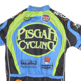 VERGE Mens Blue & Green Pisgah Cycling Graphic T-Shirt M Short Sleeve Zip Neck