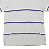 TOMMY HILFIGER Mens Grey & Purple Striped Short Sleeve Polo Shirt M Casual