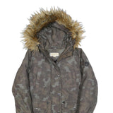 MICHAEL KORS Womens Green & Beige Camo Outdoor Jacket M Polyester Blend Zip