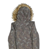 MICHAEL KORS Womens Green & Beige Camo Outdoor Jacket M Polyester Blend Zip