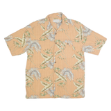BOCA CLASSICS Mens Peach Leaf Print Silk Shirt M Summer Casual Tropical