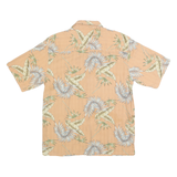 BOCA CLASSICS Mens Peach Leaf Print Silk Shirt M Summer Casual Tropical