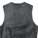 CONWELL Mens Black Leather Waistcoat XL Button Woven Classic Vest