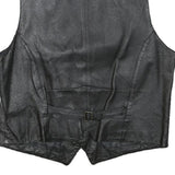 CONWELL Mens Black Leather Waistcoat XL Button Woven Classic Vest