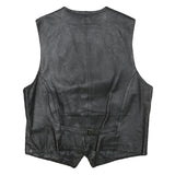 CONWELL Mens Black Leather Waistcoat XL Button Woven Classic Vest