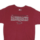 RUSSELL ATHLETIC Mens Maroon University Of Arkansas Razorbacks Graphic T-Shirt L