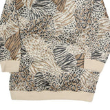 BLAIR Womens Beige Animal Print Printed Top Long Sleeve Collared S Polyester