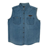 Motorcycles Harley Davidson Graphic Denim Vest - XL Blue Cotton