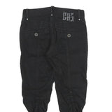 GAS Womens Cotton Black Regular Fit Tapered Leg Trousers W25 L25 Stylish Zip