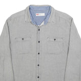 LEVI'S Mens Grey Cotton Blend Shirt L Button Pocket Casual Classic