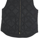 J.CREW Womens Black Quilted Jacket M Polyester Blend Zip Pockets Sleeveless