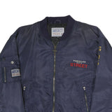 American City Mens Navy Blue Street Logo Bomber Jacket L Polyester Zip