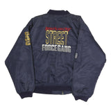 American City Mens Navy Blue Street Logo Bomber Jacket L Polyester Zip