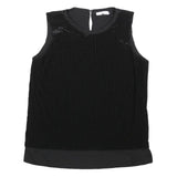 CALVIN KLEIN Womens Black Sleeveless Round Neck Top L Smooth Velvety Finish