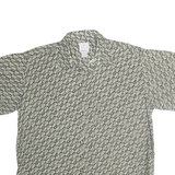 RINNOVATO Mens Grey & Cream Patterned Cotton Shirt XL Short Sleeve Casual