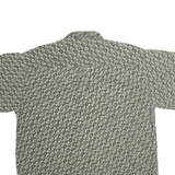 RINNOVATO Mens Grey & Cream Patterned Cotton Shirt XL Short Sleeve Casual